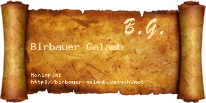 Birbauer Galamb névjegykártya